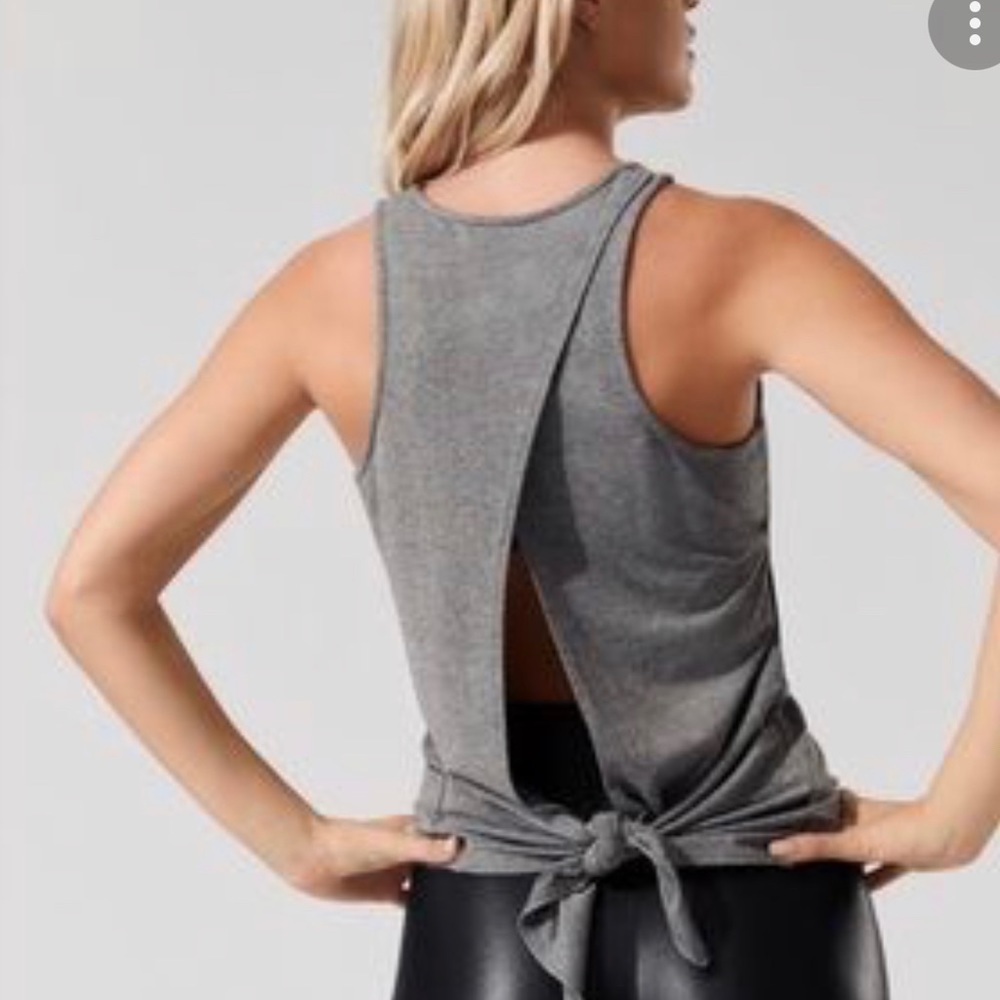 Carbon38 Gray Rally Workout Tank Twist Tie Back sz S
